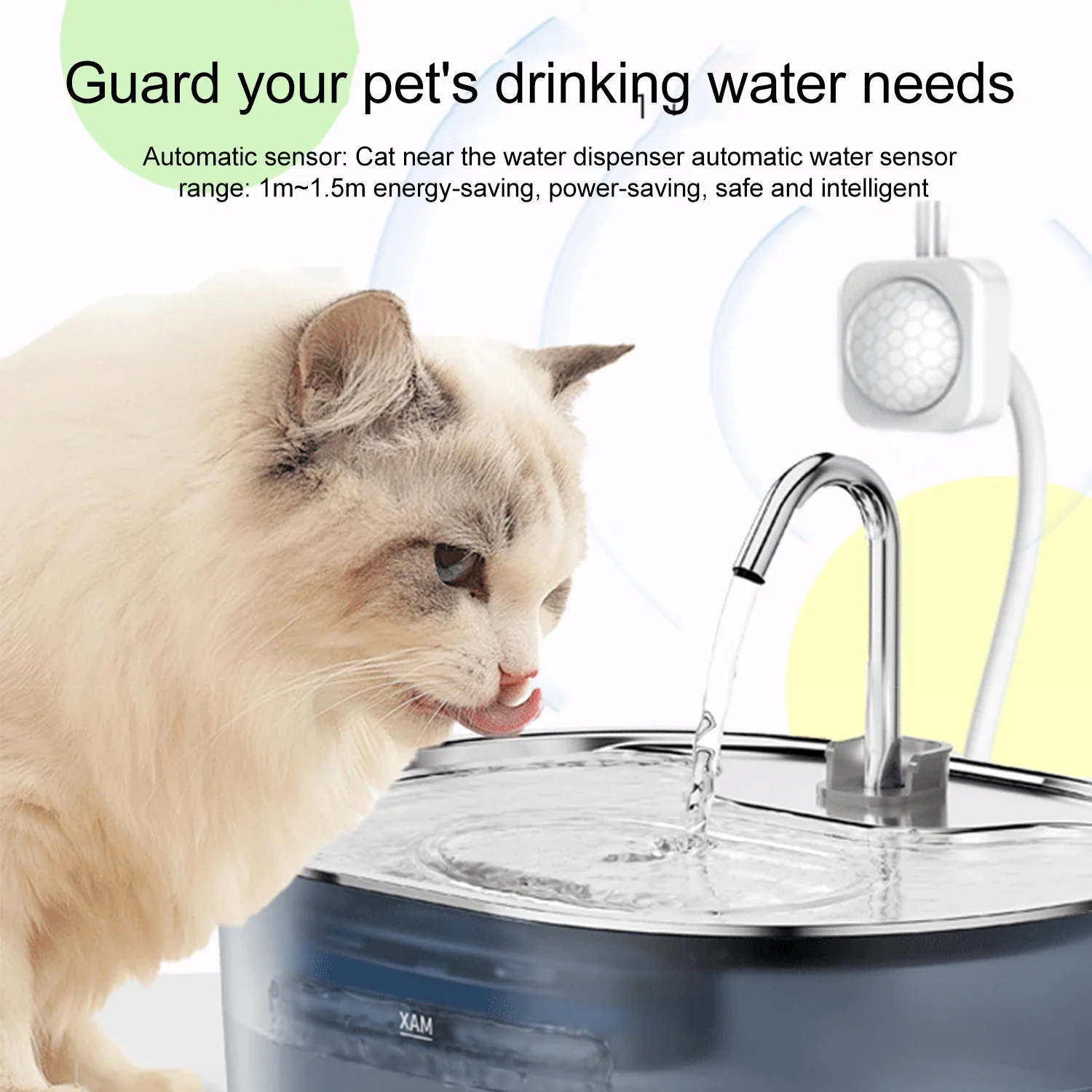 

Умная чаша для воды для кошек, диспенсер для воды с потоком, большая емкость, циркуляция питьевой воды для собак, автоматическая нержавеющая сталь