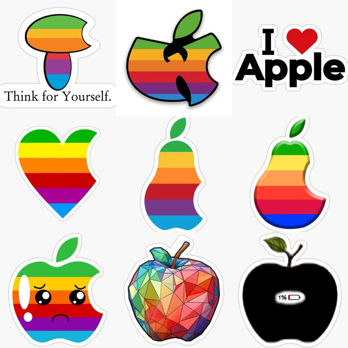 Creative Color Apple Pear Logo PVC Waterproof Stickers Accessories for Decorate Car Van Wall Off-road Table Motorcycle Fridge