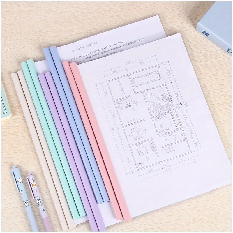 10 Pcs Thickened Transparent Office Document Storage Folder A4 File Folder Pull Rod Paper Clip Organizer For Business Supplies