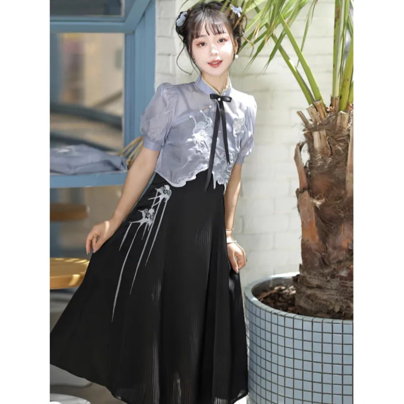 

The Exclusive New Old Time Book Of Yongwudao For Girls Improved Chinese Style Set New Chinese Element Hanging Strap Skirt Set