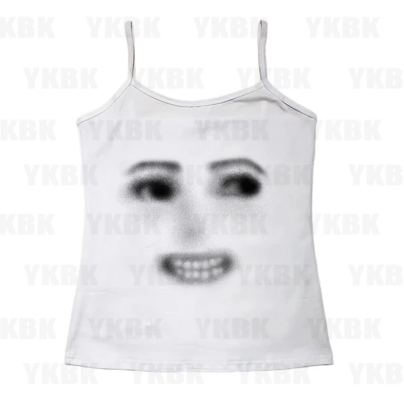 Y2k Crop Cat Cute Top Punk Grafik T-Shirts Street Hot Girl 2000er Jahre Lächelndes Gesicht Süße schlanke T-Shirts Harajuku Sommer Damen Top Gothic
