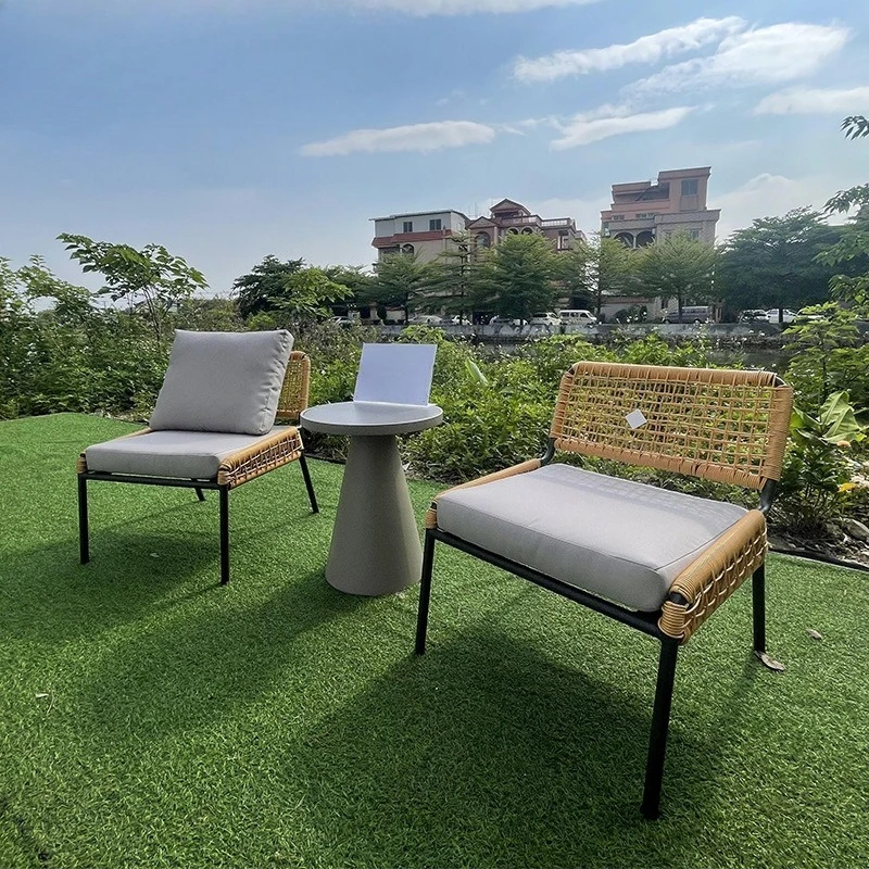 

Outdoor sofa courtyard rattan chair three-piece indoor balcony table and chair combination villa imitation rattan weaving sunscr