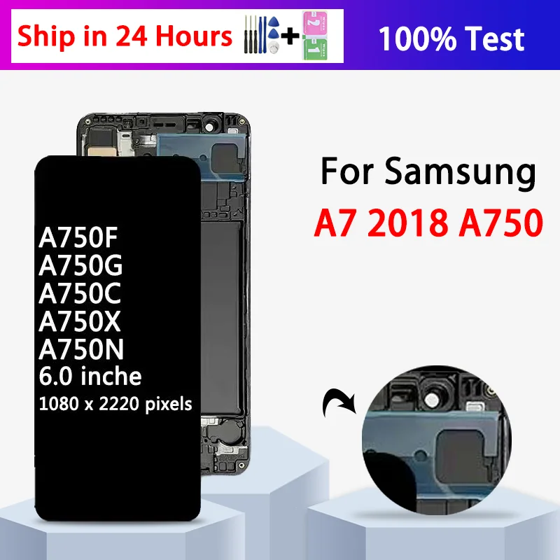 Calidad AAA + para Samsung A7 (2018) pantalla LCD montaje de pantalla táctil Digital para pantalla Samsung A750 A750F A750FN/DS