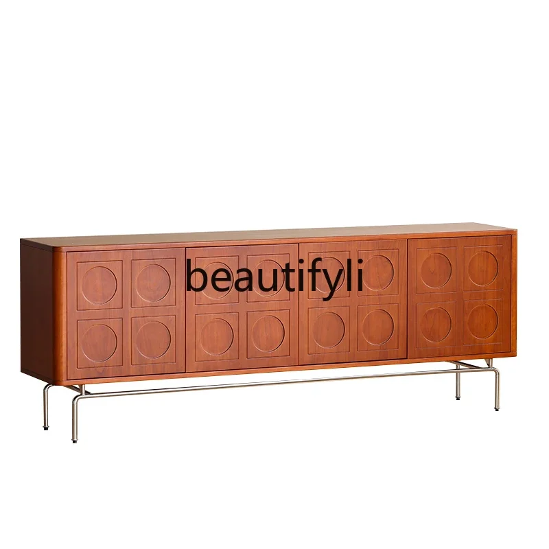 

xqqSolid wood retro TV cabinet Nordic living room Japanese medieval furniture Small apartment TV cabinet