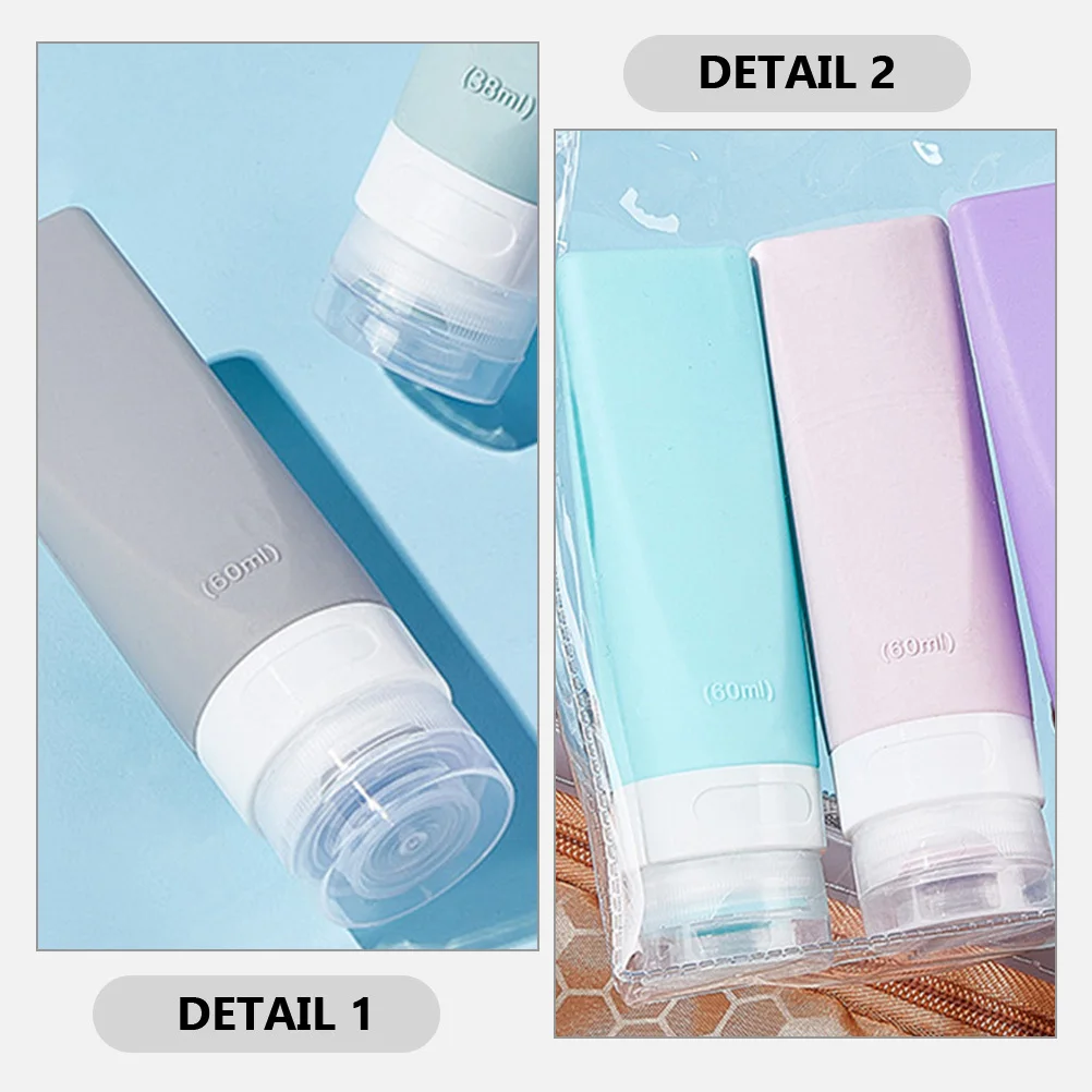 3Pcs Travel Bottle Set Travel Size Silicone Lotion Shampoo Containers 60ml Reusable Portable Toiletry Bottles Shampoo Bottles