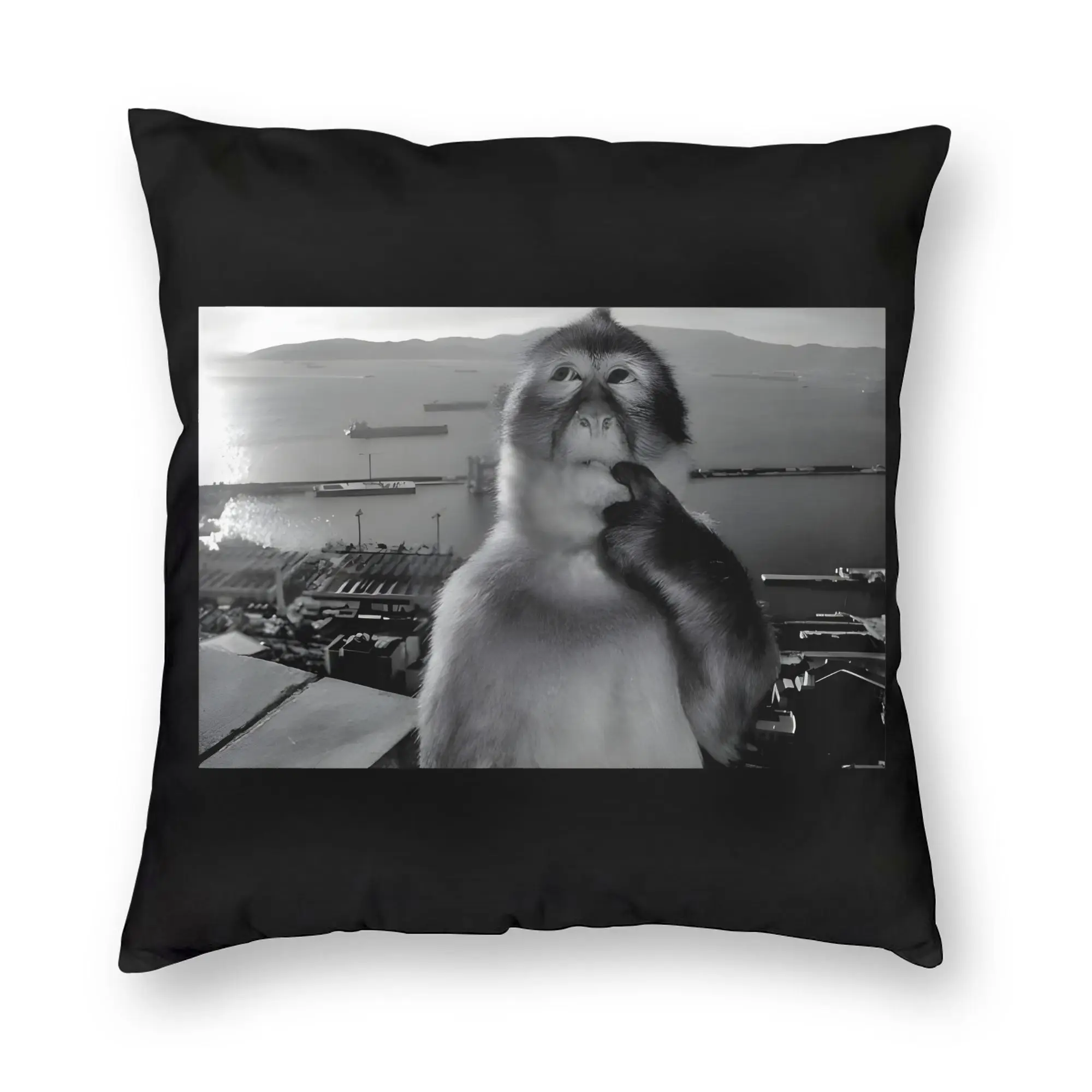 Funny Monkey Stupid Thinking Meme Pillowcase Printing Polyester Cushion Cover Decoration Pillow Case Cover Home Zippered 40*40cm