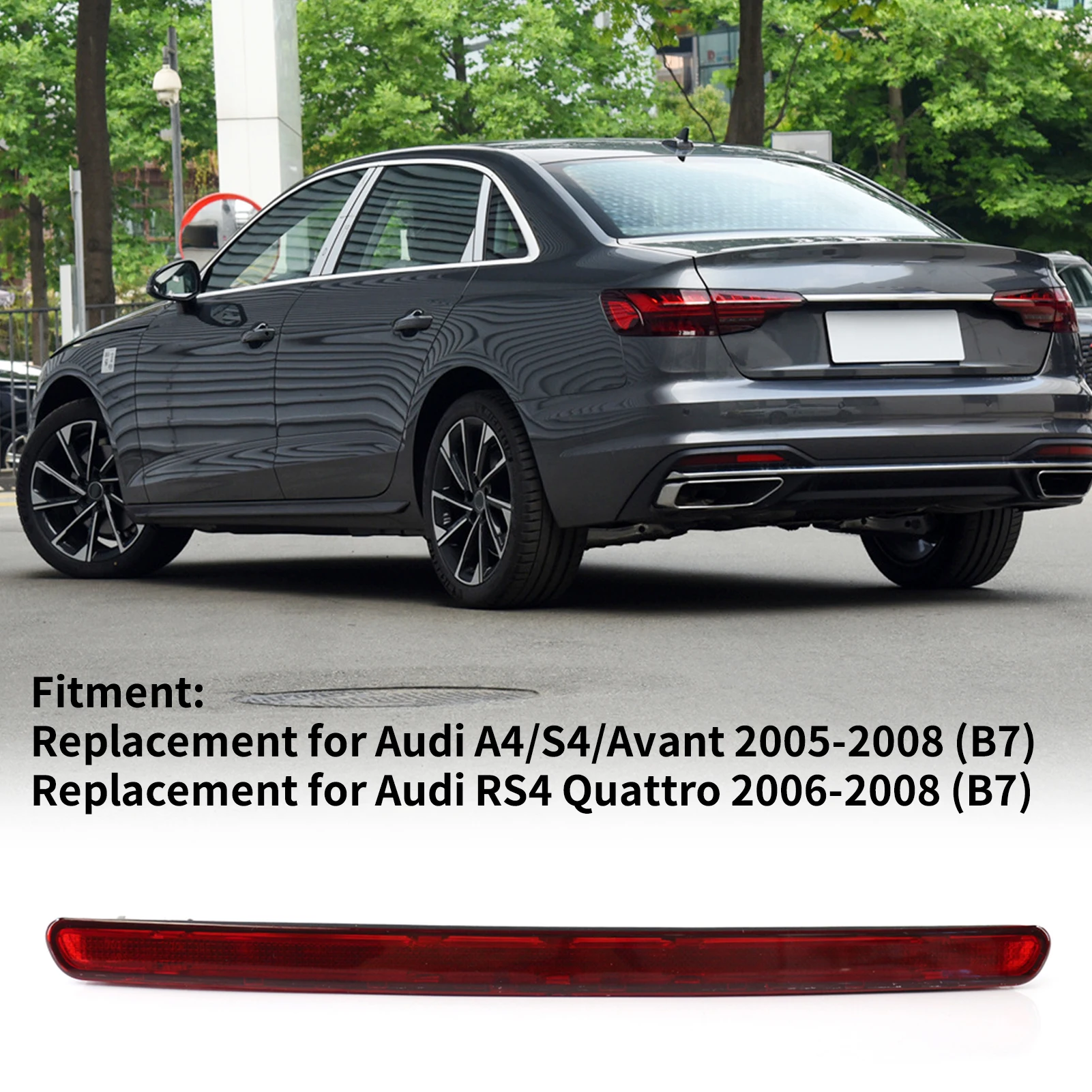 

Car Brake Light, Rear Third Brake Light High Mount Stop Lamp Replacement for Audi A4/S4/Avant 2005-2008 (B7) RS4 Quattro