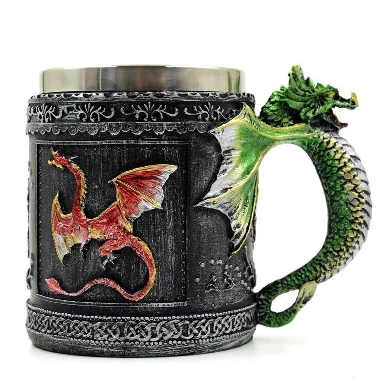 Explosion style creative flying dragon stainless steel mug personality retro office drinking cup royal faucet cup