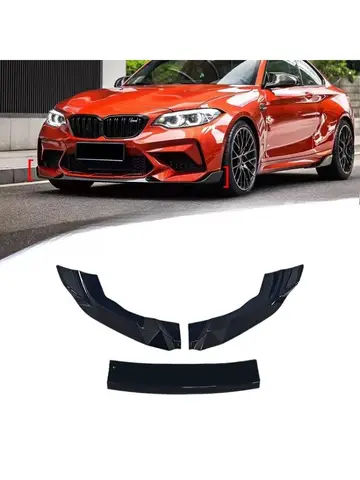 For BMW F87 M2 2015-21 Gloss Black 3-Piece Front Lip Spoiler for Car Styling High Quality Durable Easy Install Aftermarket Parts