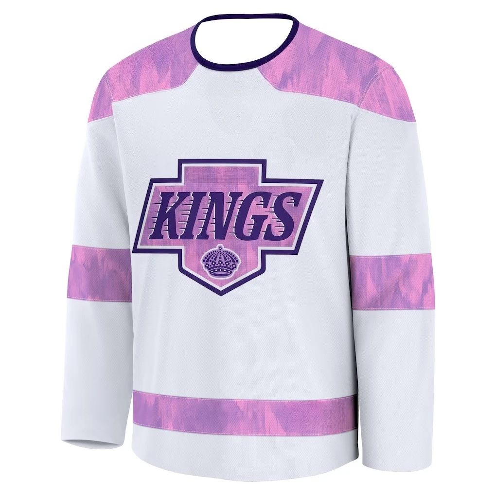 جيرسي الهوكي - أبيض مع لهجات وردية/أرجوانية، تصميم فريد منقوش، جيرسي رياضي بطبعات ثلاثية الأبعاد عالية الدقة #2