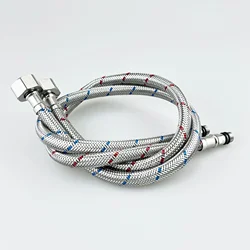 G1/2 G3/8 G9/16 60cm 1 Pair Stainless Steel Flexible Quality Water Inlet Hose Basin Hot and Cold Water Kitchen Sink Faucet Hoses