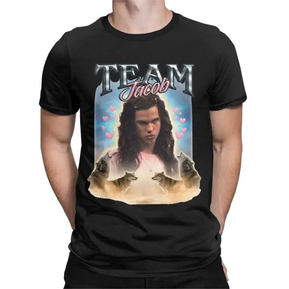 Men T-Shirt Team Jacob Cursed Fan Collage Twilight Cotton Tee Shirt Short Sleeve T Shirt Round Neck Clothes Printing