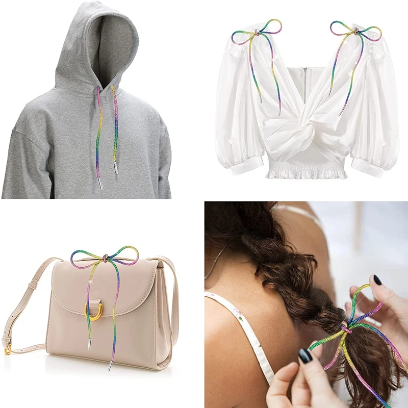 1 pasang tali sepatu berkilau tali berlian imitasi tali sepatu berlian tali sepatu bulat berkilau kristal untuk tali sepatu untuk hoodie SNEAKER