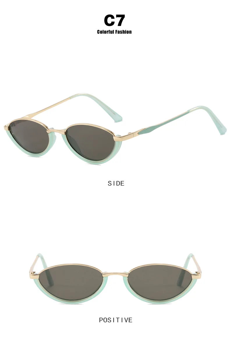 JNPCXI Kleine Cat-Eye-Sonnenbrille für Damen, zweifarbig, Retro-Stil für Herren, mit Nieten, Farbverlauf, UV400-Schutz – Detail 14