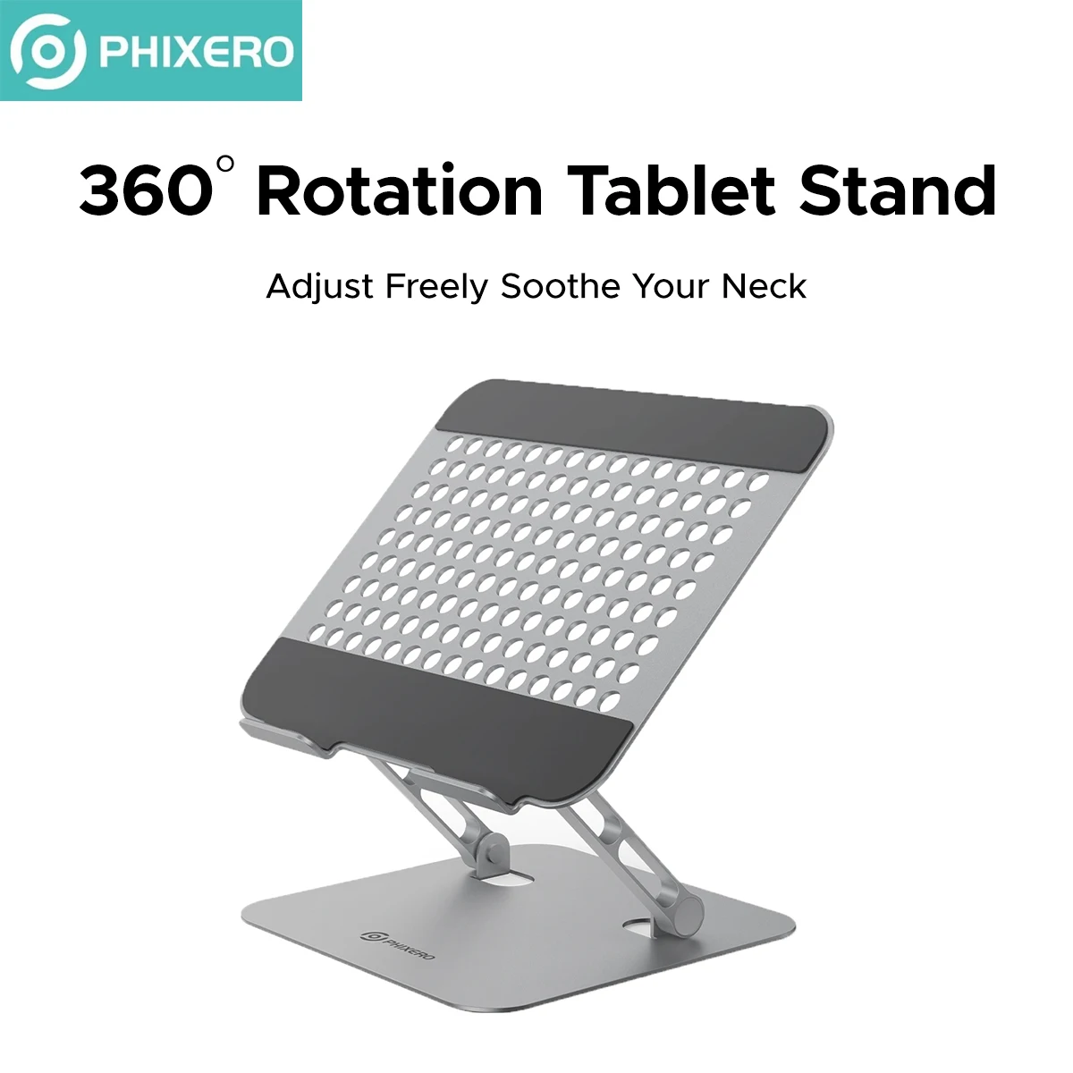 PHIXERO Aluminum Alloy Laptop Stand Adjustable Ventilated Cooling Riser Heavy‑Duty Stable Base for 10‑17in Notebook Office Home