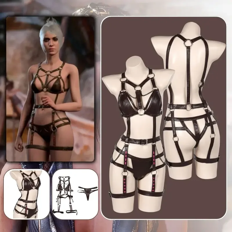 

Shadowheart Cosplay Baldur Cos Gate 3 Costume Fantasia Disguise Adult Women Sexy Leather Lingerie Outfit Halloween Carnival Suit