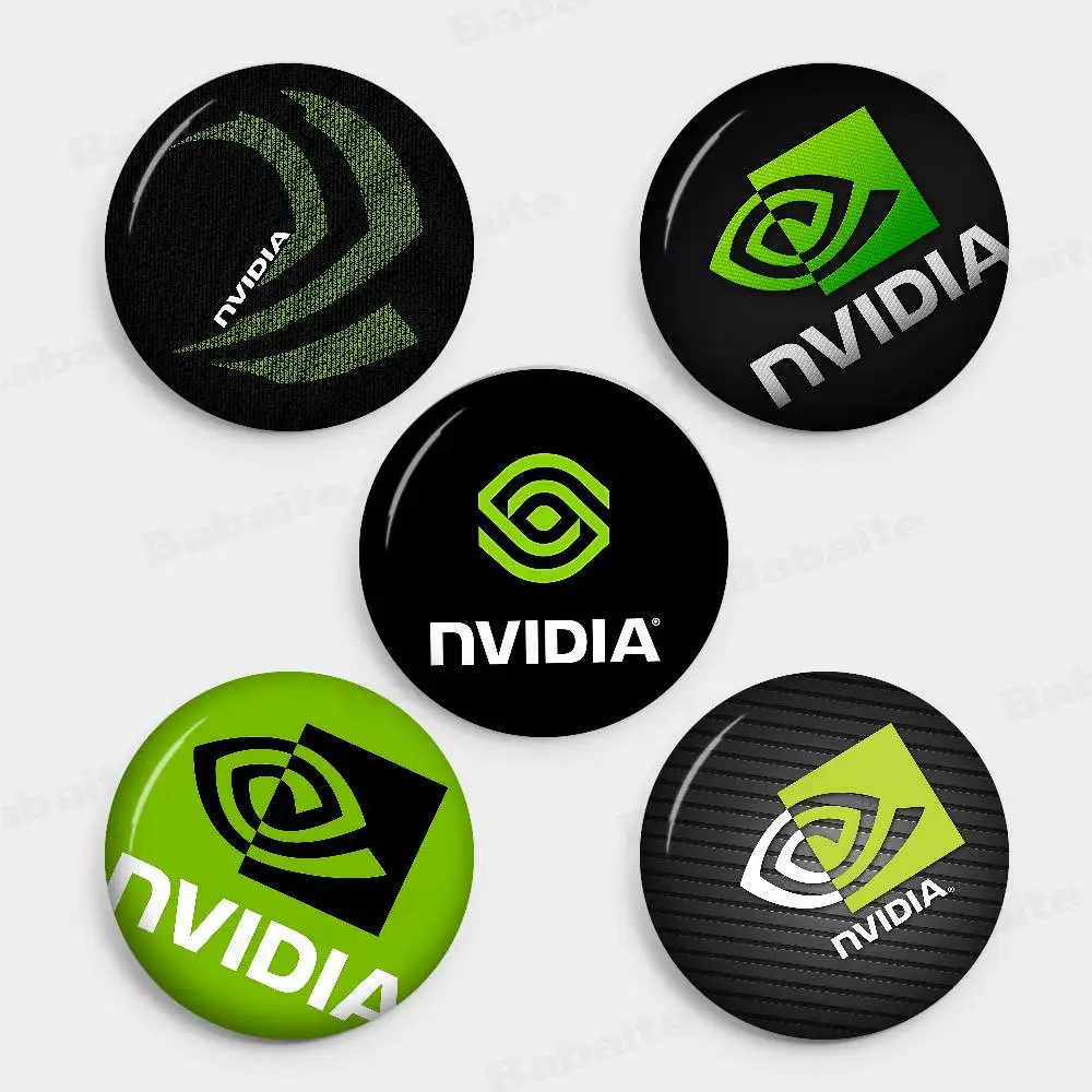Famous Chip N-Nvidia Logo Anime Button Pin Handmade Brooch for Clothes Cartoon Badge Backpack Decoration Jewelry Accessories