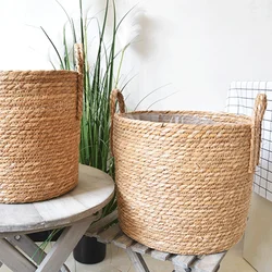 Decorative Basket Pot Flower Planters Hand Woven Flower Storage Basket Dried Flower Baskets Laundry Storage Household Organizer