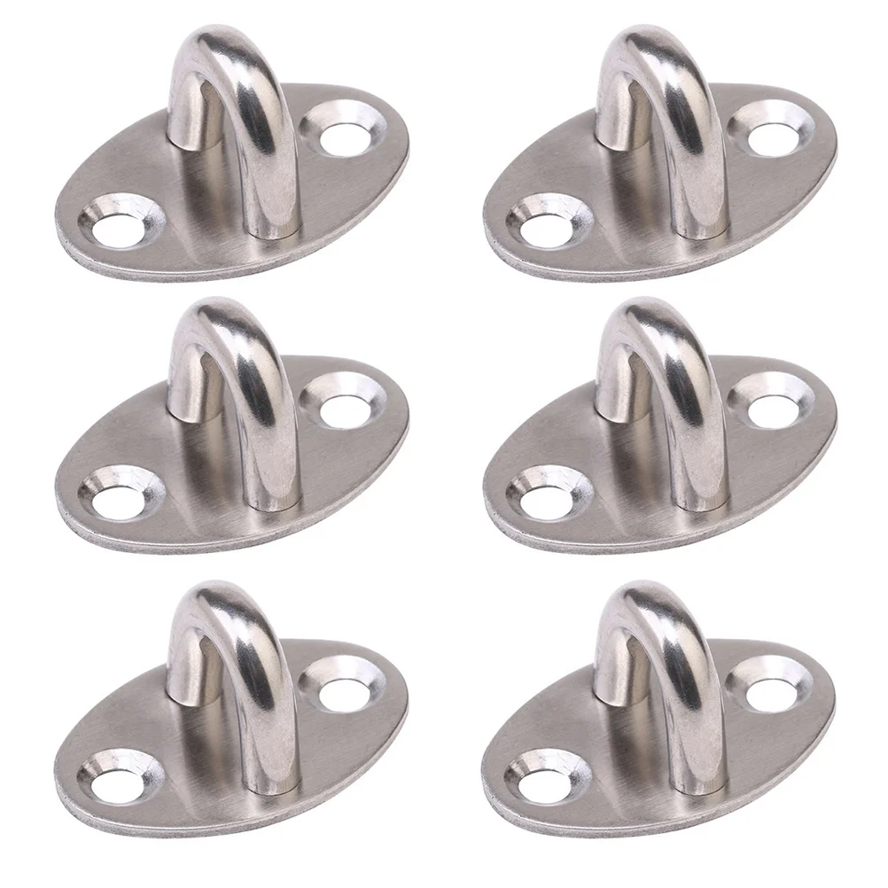 6 Pcs Stainless Steel Hook Load Bearing Fixed Pull Ring Storage Multi Purpose Hooks Wall Mount Home ganization