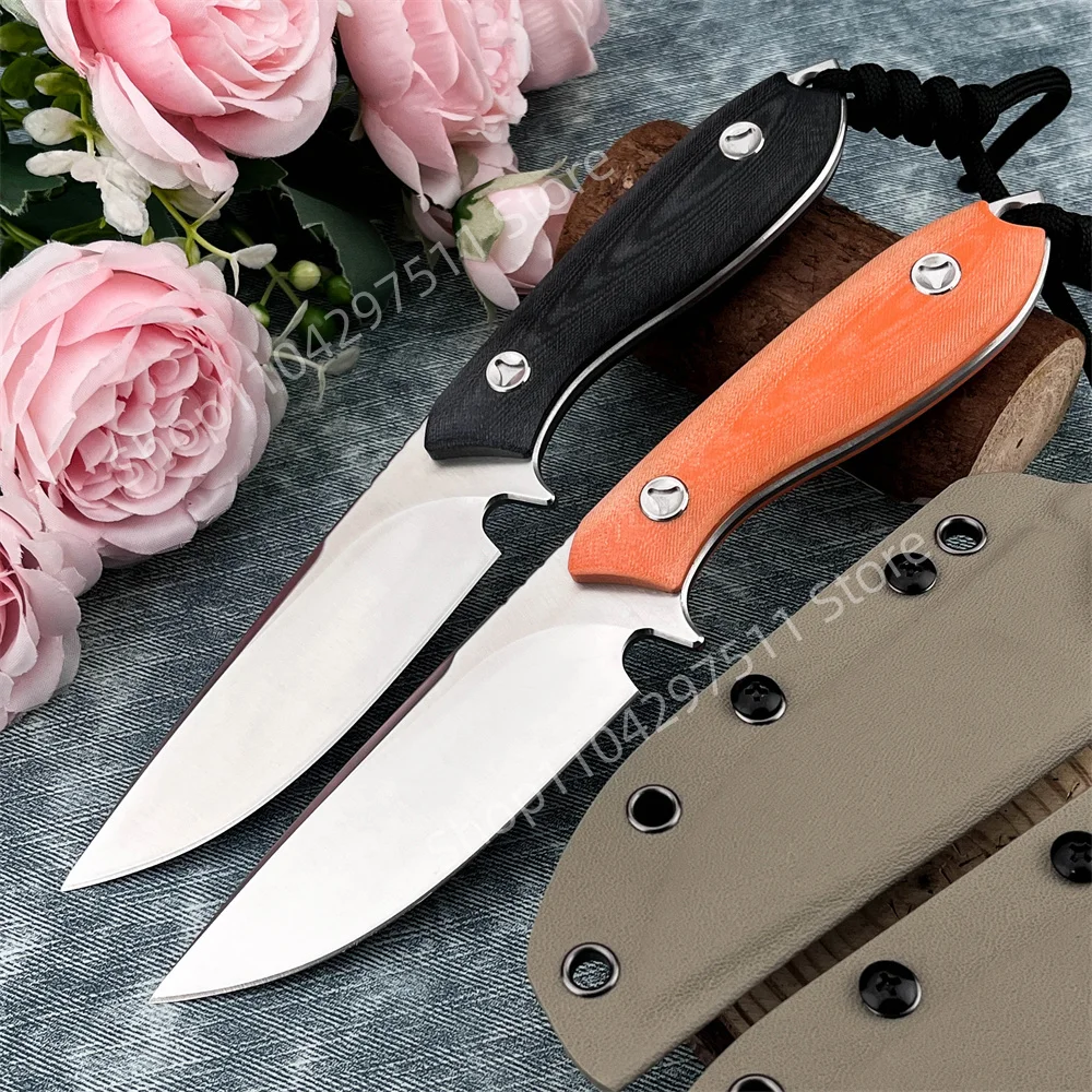 NEW Integrated Sheath-Mounted Straight Knife 8Cr13Mov Steel Blade G10 Handle Outdoor EDC Camping Knife Hiking Tool