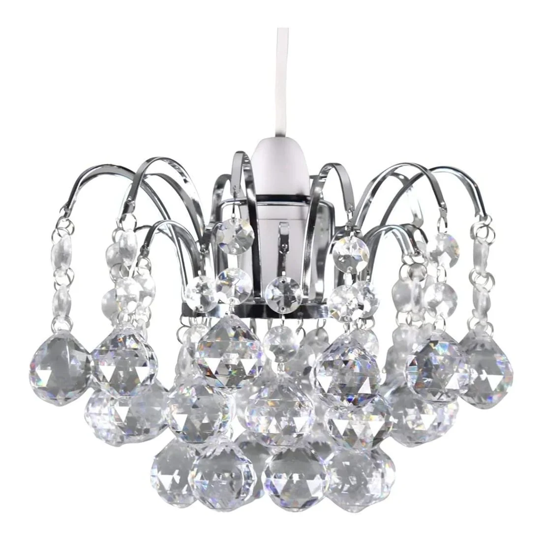 Crystal Faceted Oriel Light Shade Crystal Chandelier | Pendant Ceiling Light Shade Chrome Finish for Living Room Bedroom Kitchen