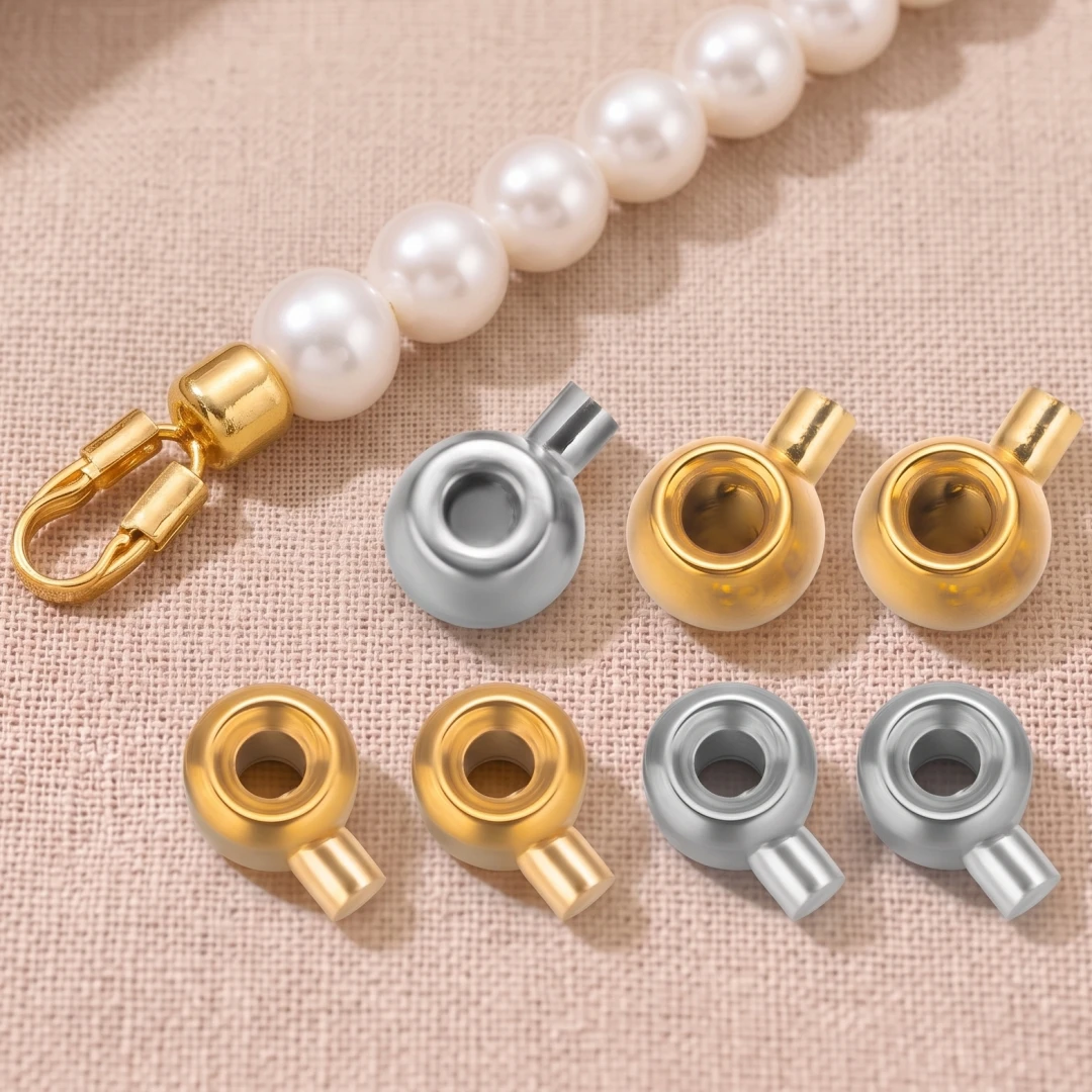 10pcs Stainless Steel Positioning Jewelry Clasp Crimp End Beads Closure Buckle for Wire Stopper Beads DIY Jewelry Accessories