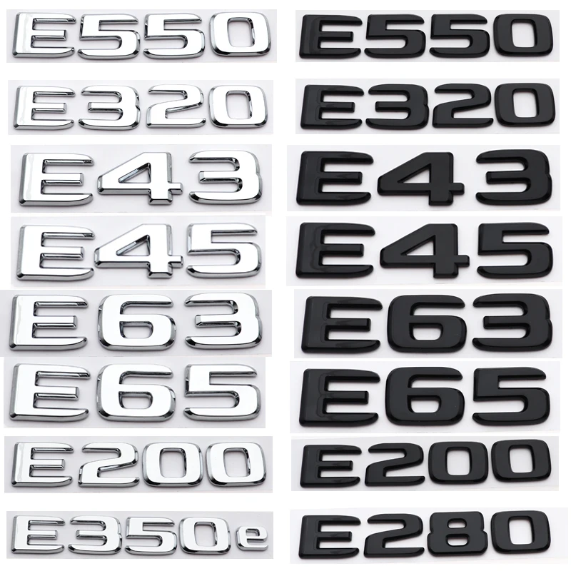 1pcs E220 E230 E350e ABS Car logo letter sticker Rear Bumper tail door trunk sticker car rear Emblem sticker styling Accessories