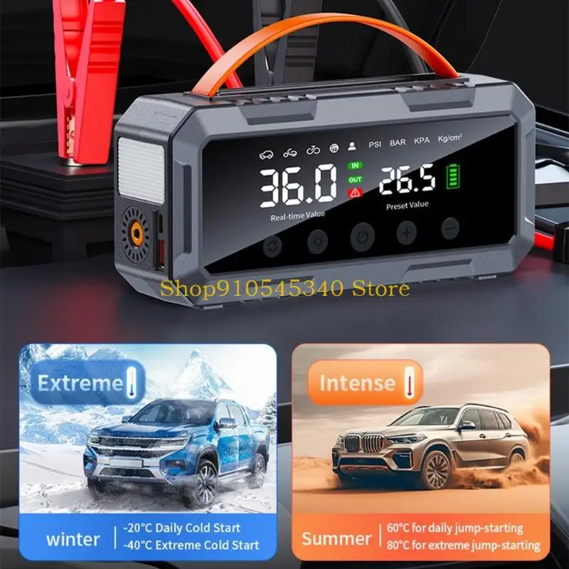 U2JA Vehicle Backup Jump Starter Inflator with Attached Air Hose Tool
