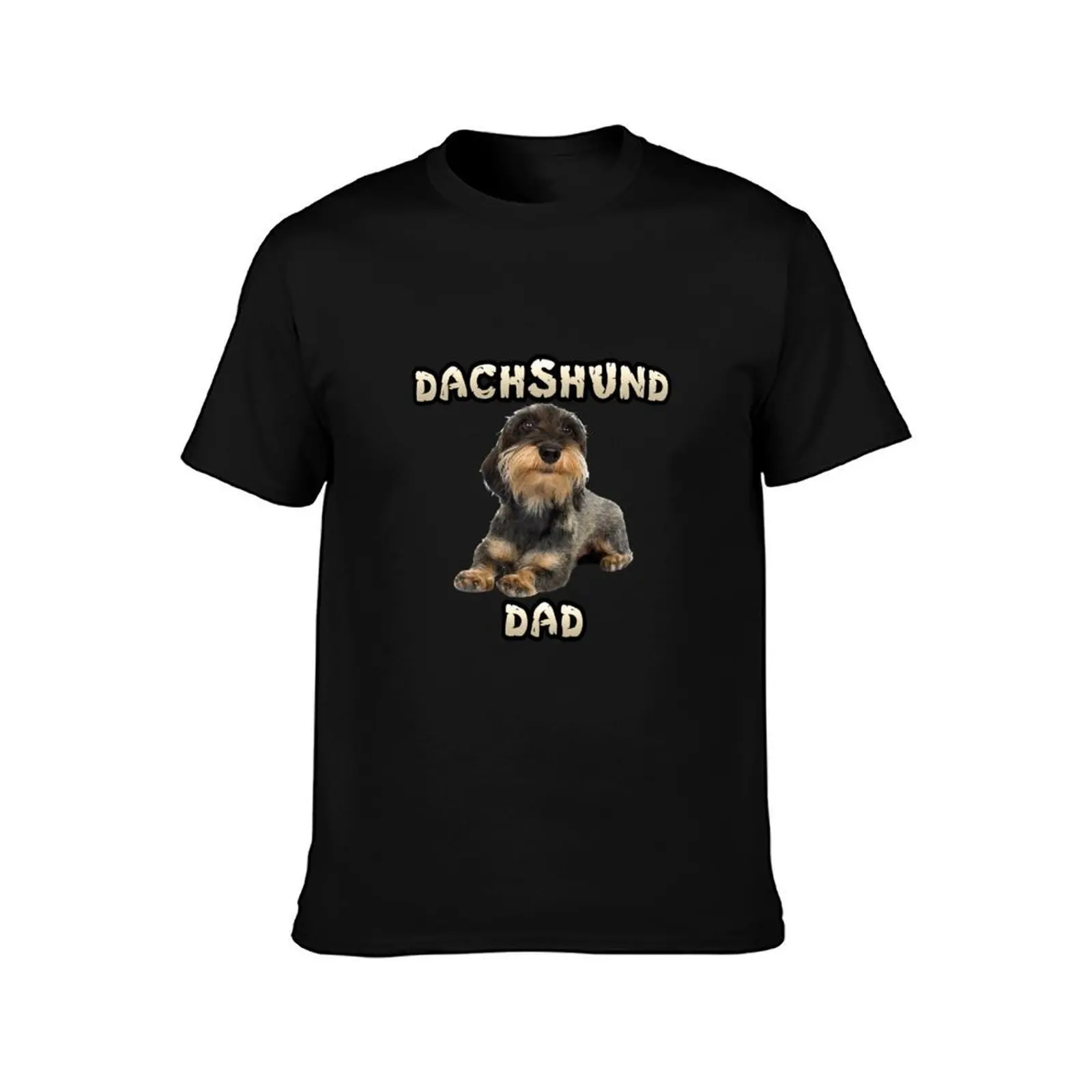 Wirehaired Dachshund Dad Father T-Shirt, Summer Casual Cotton Tee, Oversized Streetwear Tops, Vintage Graphic Print, 100% Cotton