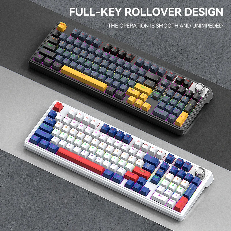 

Трехрежимная механическая игровая клавиатура T78, RGB-подсветка, беспроводная клавиатура с красной осью, 99 клавиш, с возможностью горячей замены для ноутбука ПК