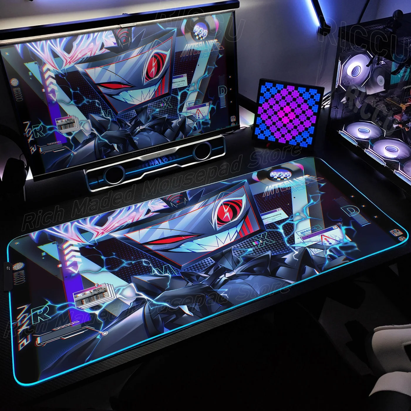 

RGB XXL Anime H-Hazbin Hotel Expand Mouse pad Natural rubber computer PC accessories keyboard large Desk Mat LED carpet Mousepad
