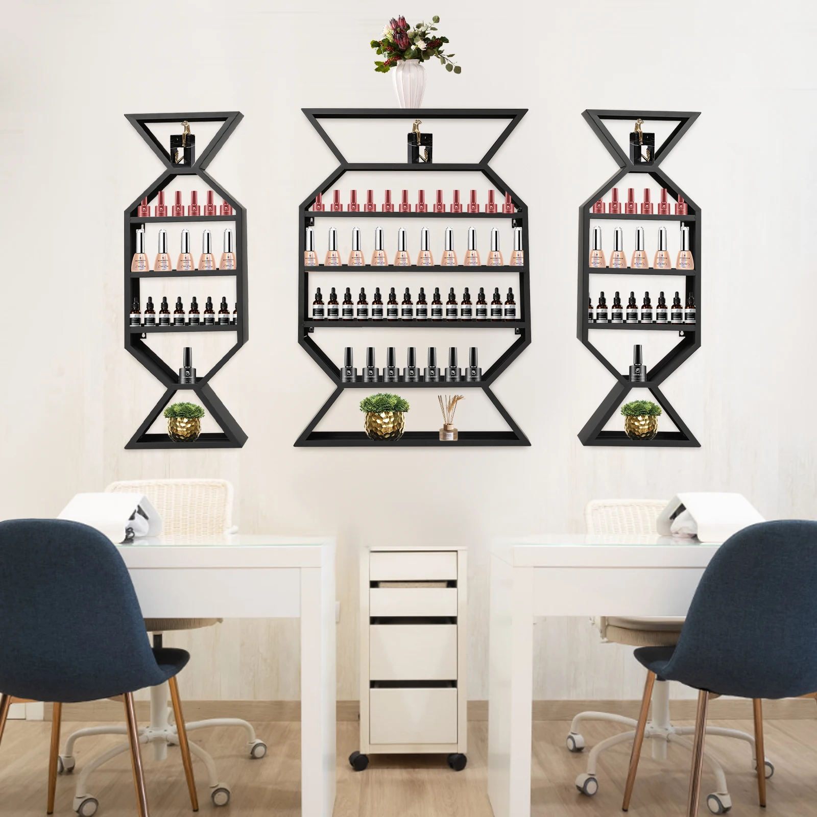 

3 шт. стеллажи для демонстрации лака для ногтей в форме конфет, многоуровневые настенные для домашнего маникюрного салона, хранения косметики