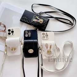 Wallet Card Case for Samsung Galaxy S24 Ultra S23 S22 S21 Plus S20 FE Note 20 S24FE Crossbody Strap Lanyard Leather Bag Cover
