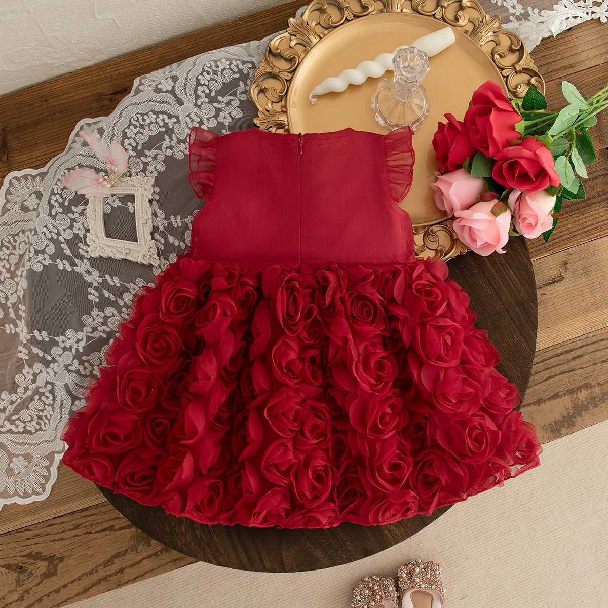 Summer New Sweet Bow Baby Girl Princess Dress, Rose Skirt Children'S Sleeveless Clothes For Babies Aged 9 Months To 3 Years Old