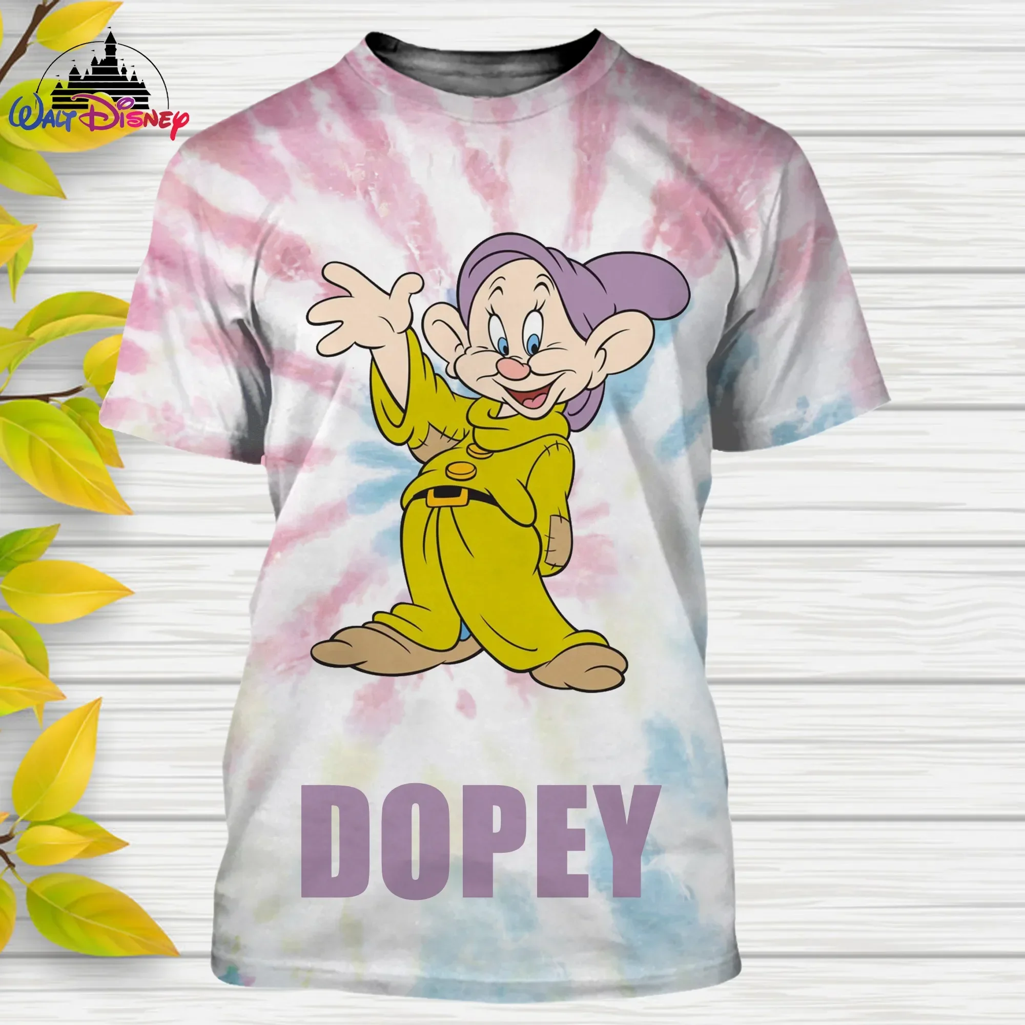 Disney Cartoon Seven Dwarfs Grumpy 3D T-shirt Men's Women Tops Dopey Cartoon Short Sleeve Casual Summer Children Streetwear Tops