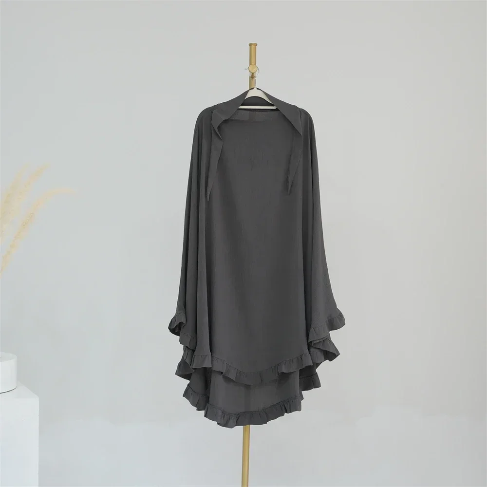 Abaya – voile Long Khimar pour femmes musulmanes, Grament de prière, Hijab, une couche, Burqa, arabe islamique, écharpe à volants, vêtements de coiffure