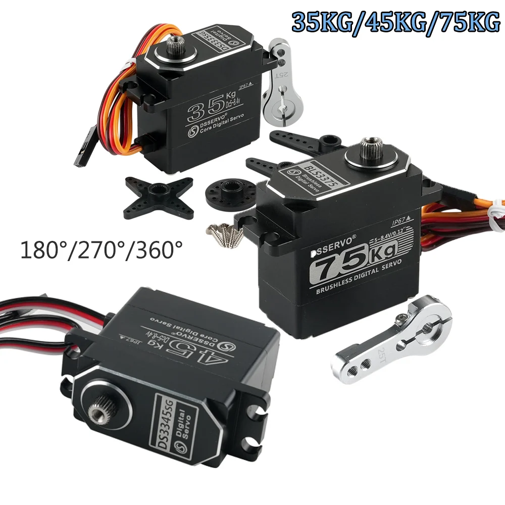

35KG/45KG/75Kg DS3375 All Metal Digital Servo DS3335 High Torque 180/270/360 Degree Motor DS3345 Ip67 Servos DIY Parts
