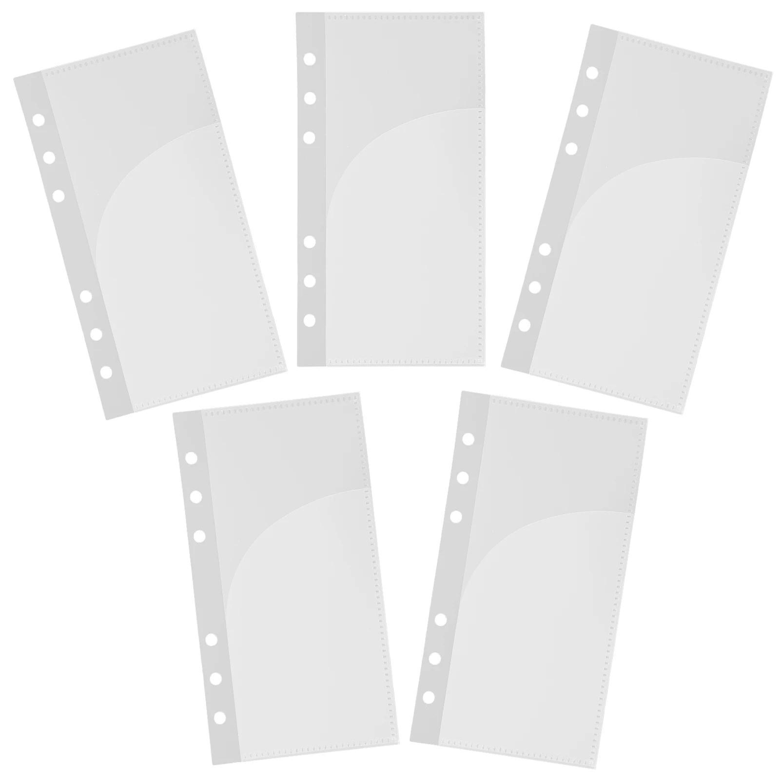 

5 Pcs A6 Replaceable Budget Pocket Binders Inserts 6 Holes Transparent PP Material for Cards Notes Stationery Accessories