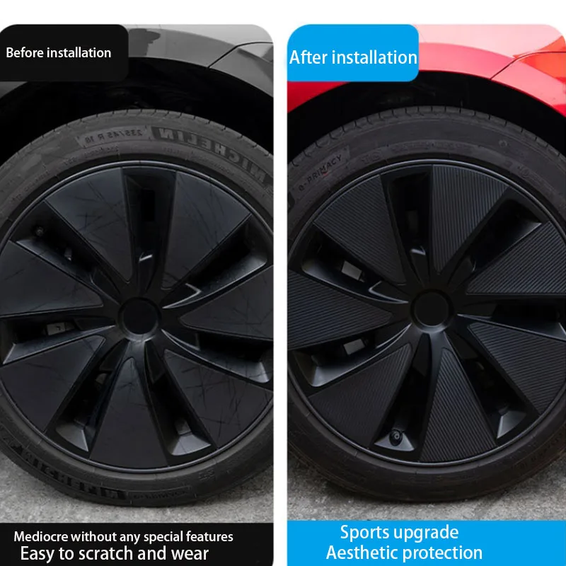 Wheel Hub Stickers for Tesla Model 3+ Wheel Rims Stickers Scratch Repair Protective Film New Model 3 Highland 2024 Accessories