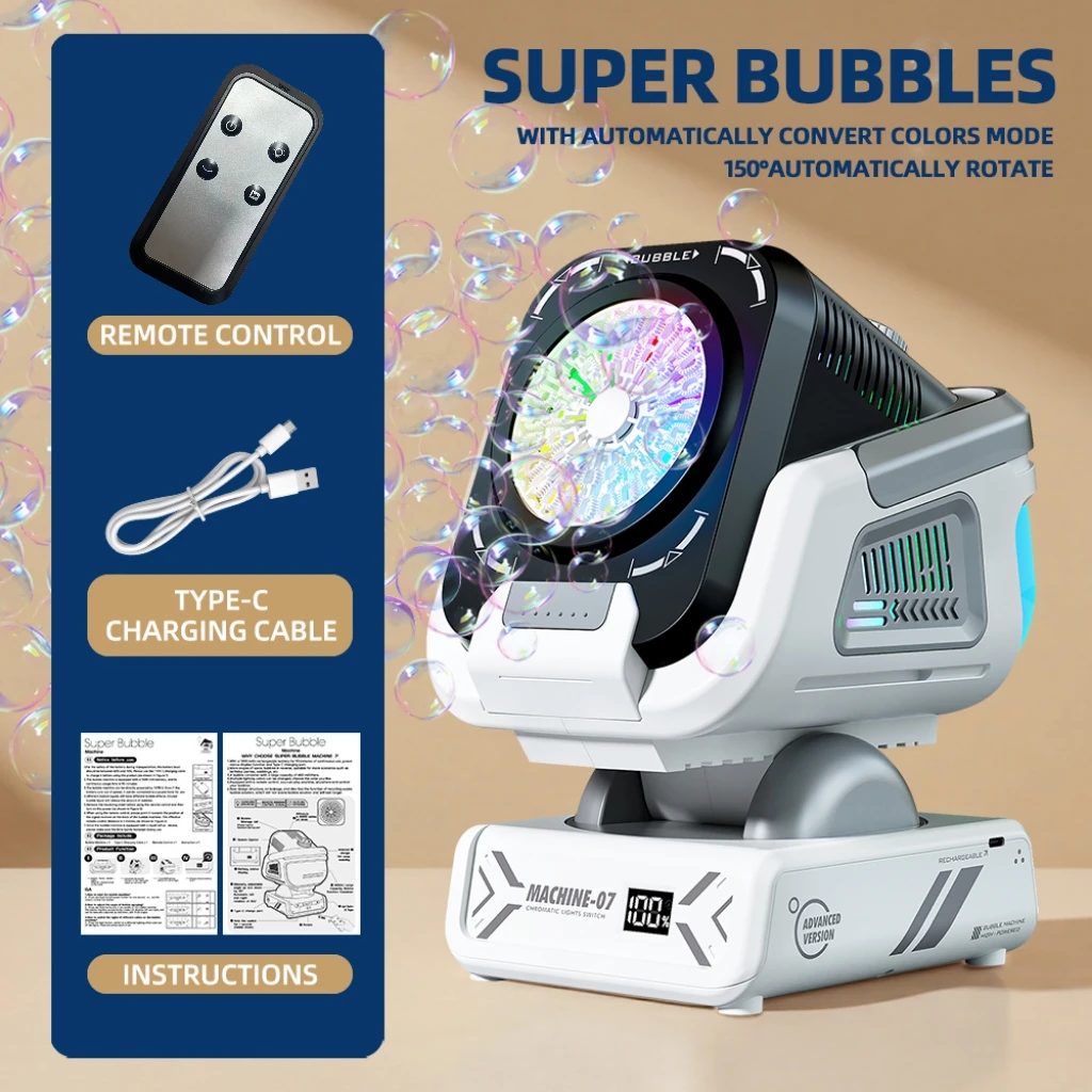 Elektrische Mehrloch-Luftblasenpistole für Kinder (LED-Leuchten): Langlebig, Multi-Blase, ideal für Spielen im Freien, Partys und Geschenke (keine Lösung erforderlich)