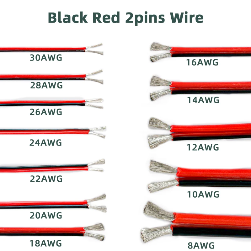  1M/200M Heat Resistant cable Multi Core Parallel 26AWG Ultra Soft Silicone Wire High Temperature Flexible Copper Black Red