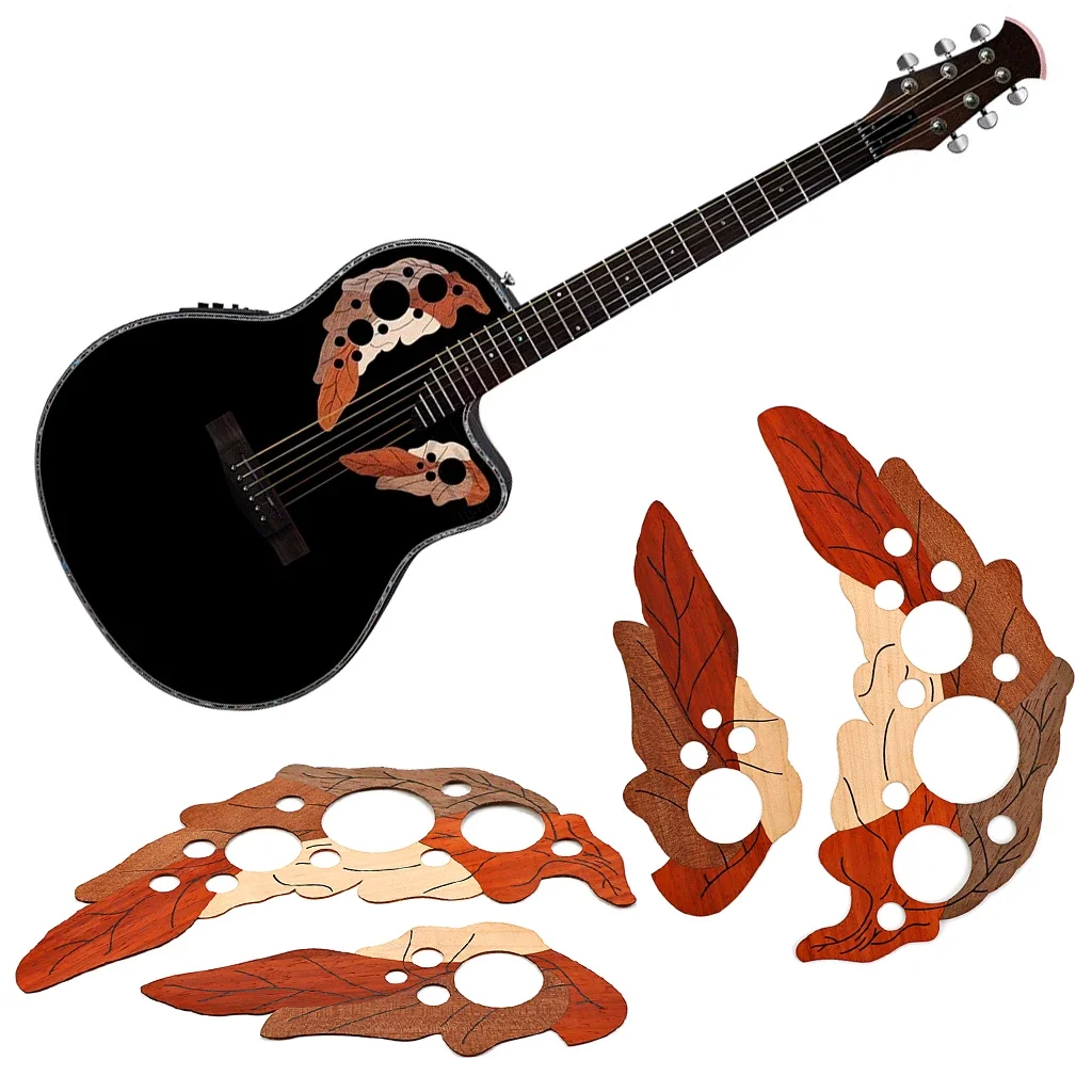 1pcs Wood Guitar Pickguard Grape Leaf  Guitar Sound Hole Covers for Ovation Style Acoustic Guitar Parts & Accessories