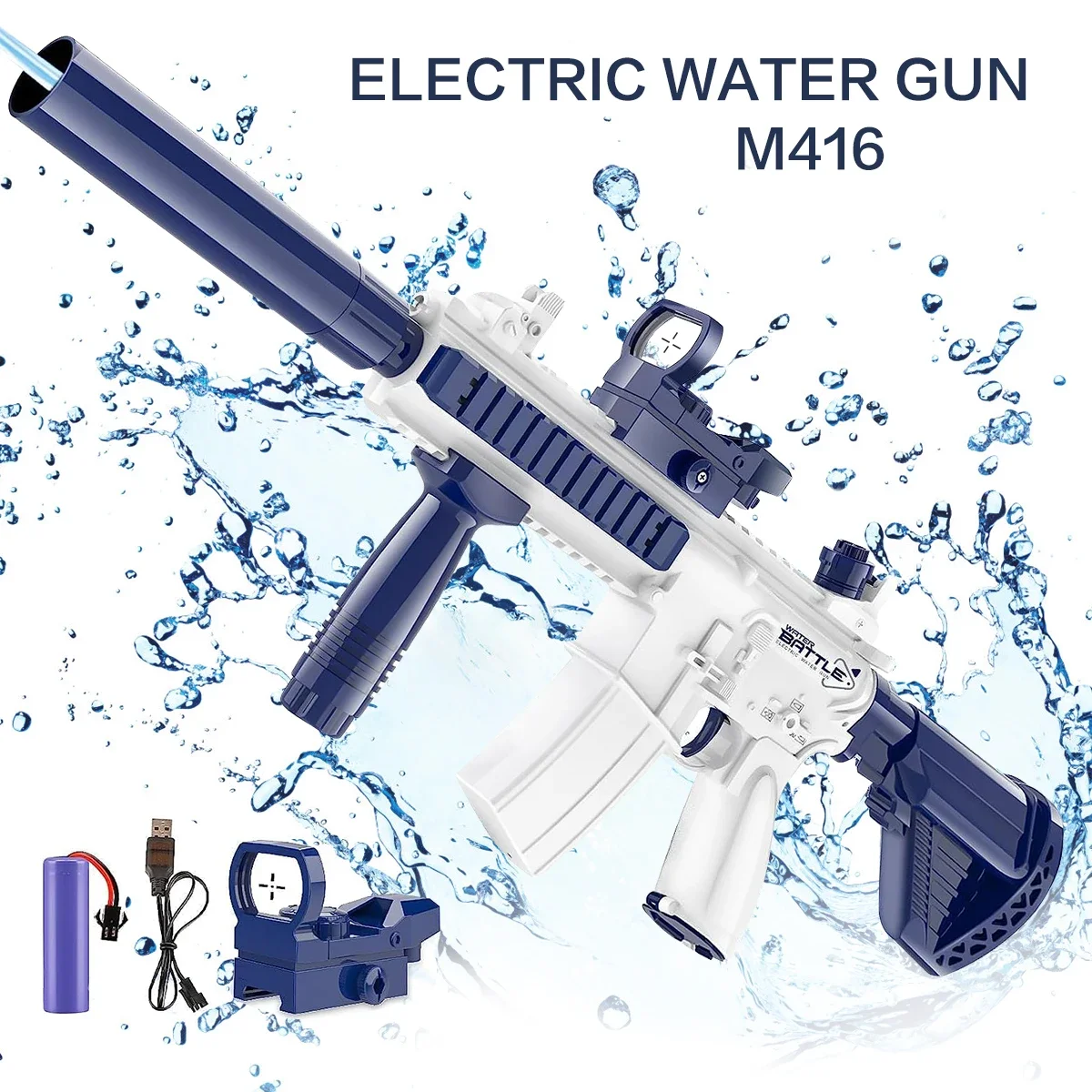 

M416 Water Gun Electric Pistol Shooting Toy Full Automatic Summer Shoot Beach Outdoor Fun Toy for Children Boys Girl Adults Gift