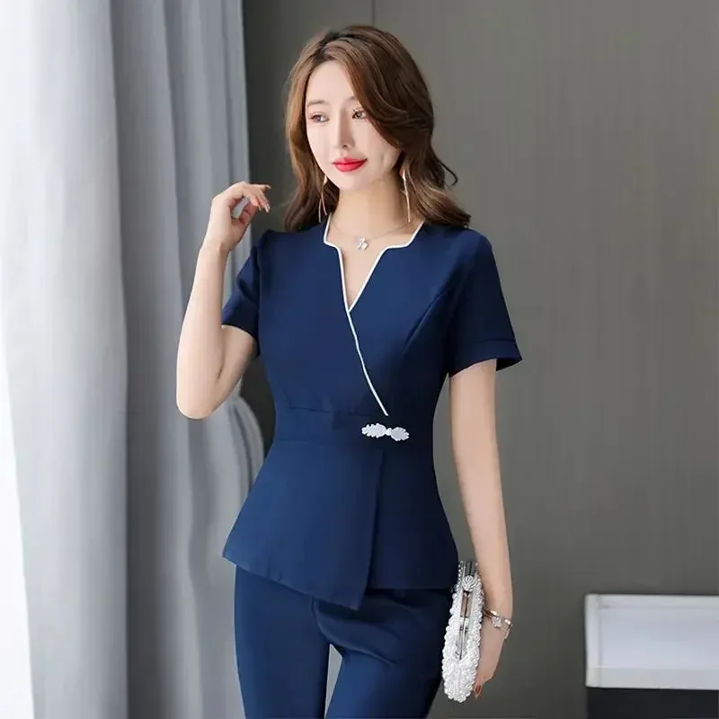 Black Beautician Overalls Working Hotel Club Spa Foot Bath Slim Suit Salon Work Clothes Women Esthetician Uniform For Massage