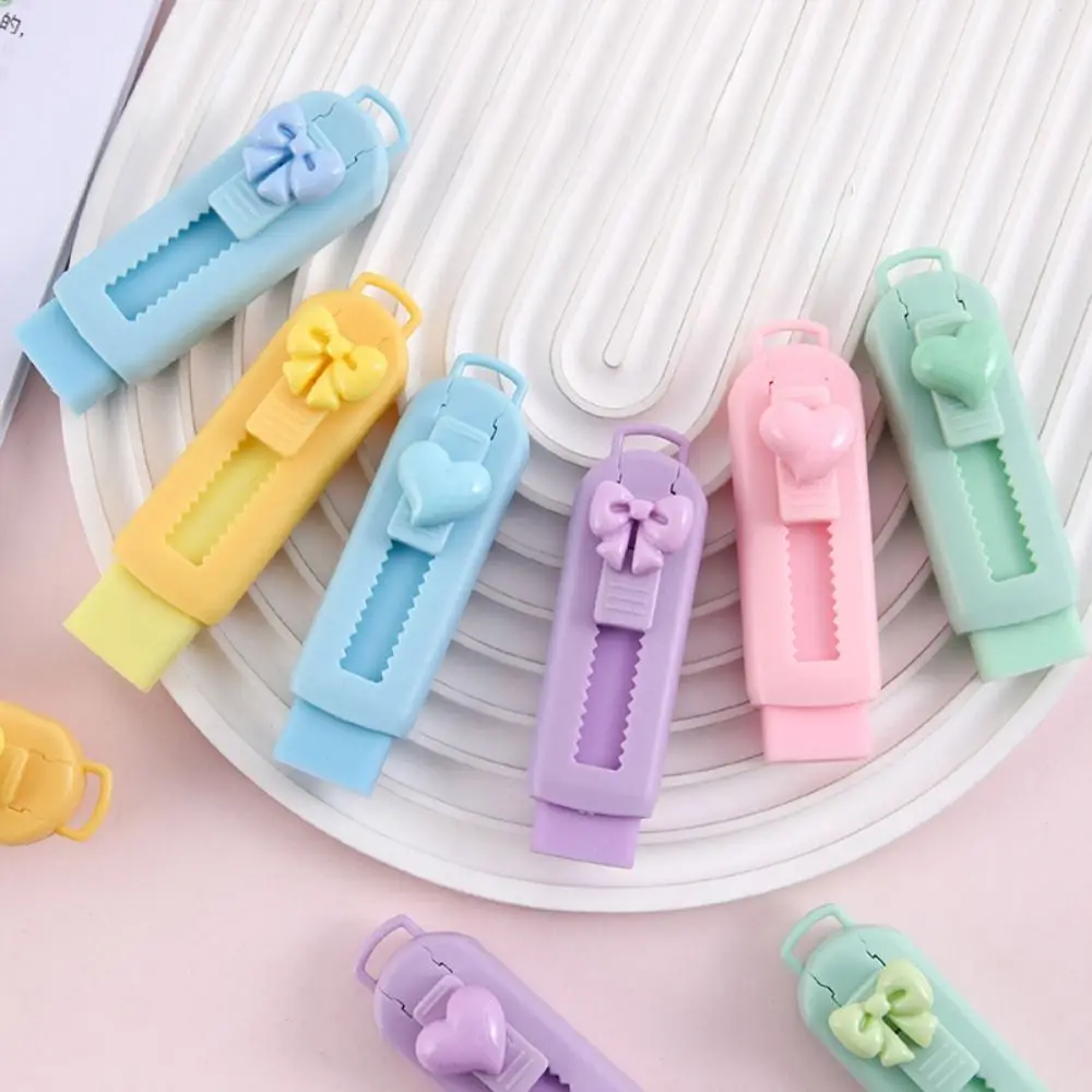 Portable Push-pull Eraser School Supplies Cute Cartoon Bow Rubber Sliding Solid Color Pencil Rubber Drawing