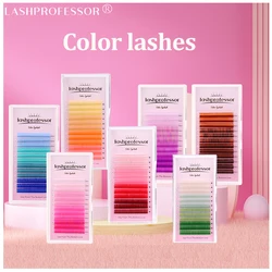 Colored Lashes Ombre Color Red Purple Blue Pink Yellow Green Brown Faux Mink Colorful Individual Eyelash Extension Makeup Cilios