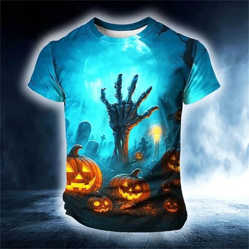 

Plus Size Men's Clothing Halloween Casual Breathable 3D Printed Crew Neck T-Shirt 2025 New Loose Fit Short Sleeve T-Shirt Top