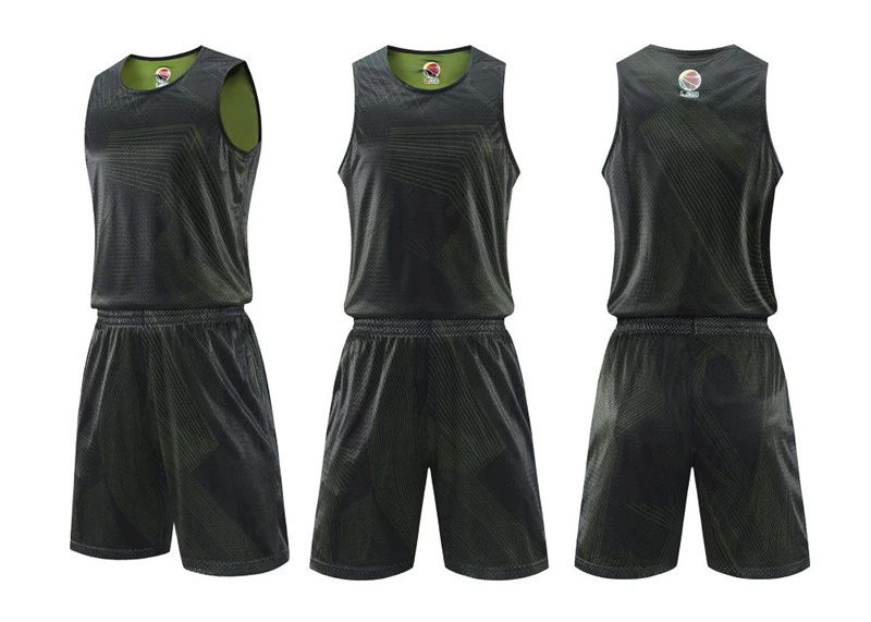 New Double-sided Basketball Jersey Uniforms Men Sports Clothing Breathable Adult Basketball Training Suits Kits