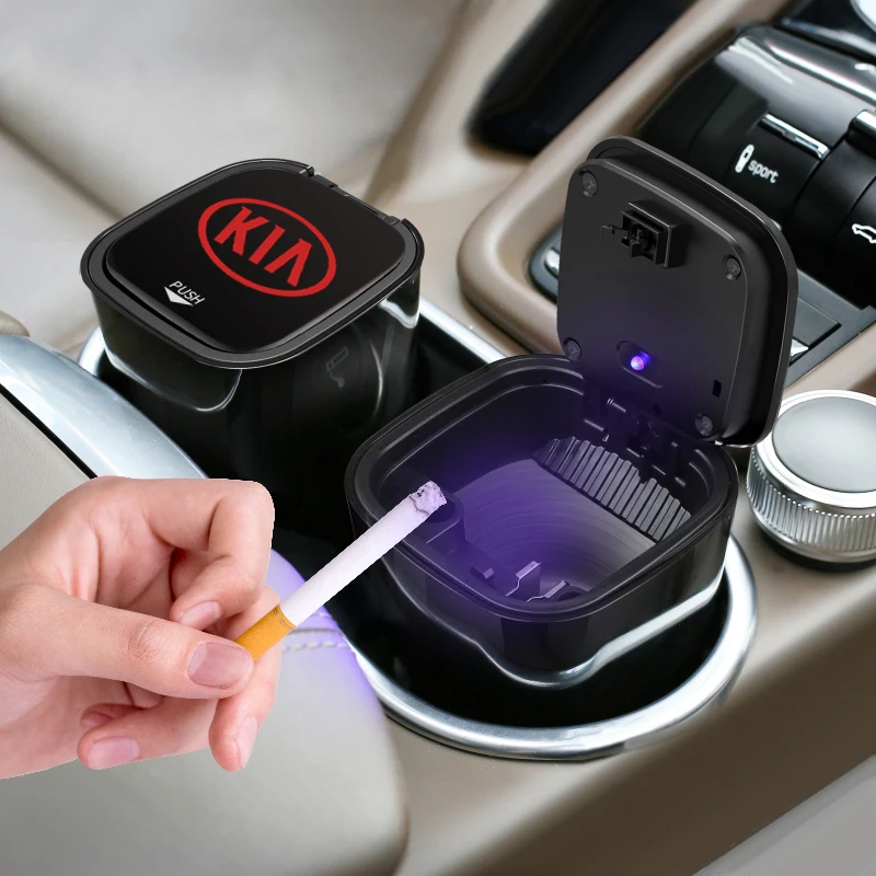 High-Grade Car Ashtray With Led Lights With Logo Creative Personality For KIA K3 K5 Sorento Sportage Rio Car Accessories