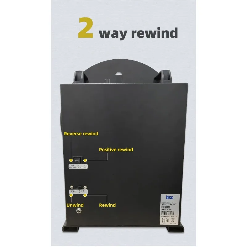 BSC-A9 Automatic External Label Rewinder for Barcode Color Printers 360mm Table Top Rewinding Machine